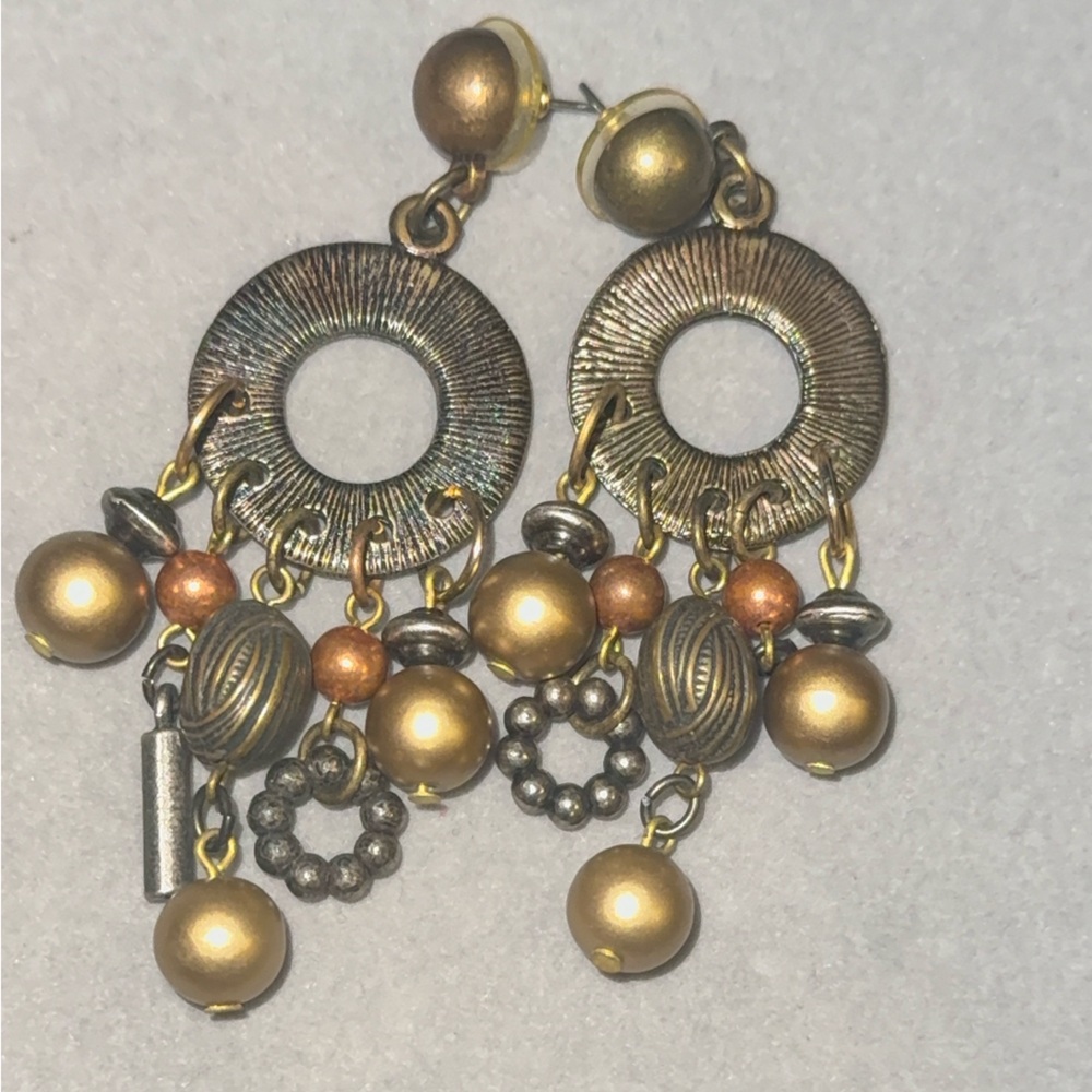 Elegant Gold and Bronze Dangle Earrings